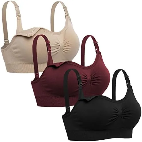 lataly womens seamless nursing bra sleeping maternity bralette for breastfeeding color black beige red size l